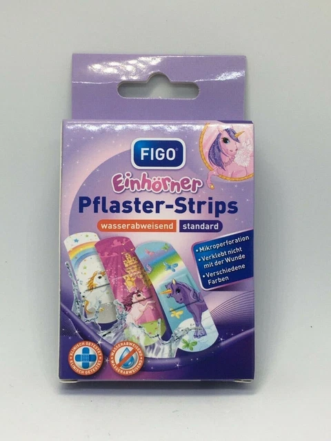 Tiras de yeso FIGO a cuadros para niños unicornio 10 tiras nuevo con caja Reino Unido