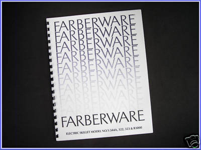 Farberware 322 323 344A B3000 Electric Skillet Instructions Manual & Recipes
