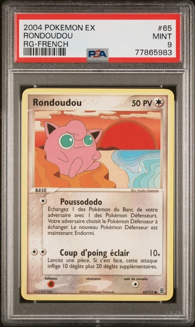 Carte Pokemon Rondoudou 65/112 EX Rouge feu Vert Feuille PSA 9 ✨✨