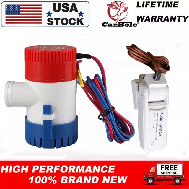 ELECTRIC MARINE SUBMERSIBLE Bilge Water Sump Pump W/Float Switch for