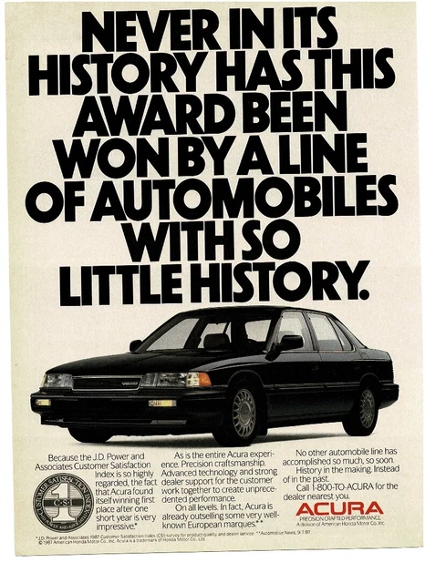 1988 ACURA Legend black 4-door sedan Vintage Print Ad