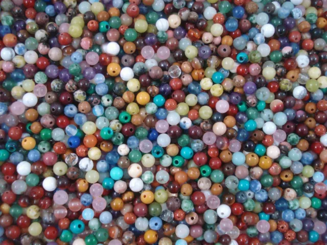 Gemstone Beads 55pc Mix 4mm Round Semi Precious Gem Stone Natural FREE POSTAGE