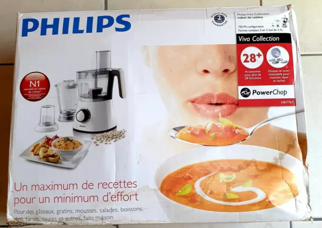 Philips Robot 2 cuisine,électrique Blanc+Bol+Blender+Hachoir-2,1 L Multifonction