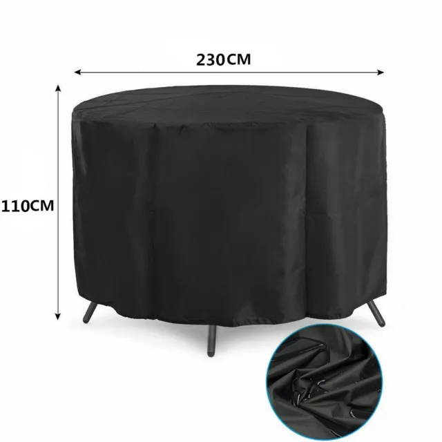 Outdoor Furniture Round 1.28m/1.85m/2.3m Cover Waterproof Garden Table Shelter 3