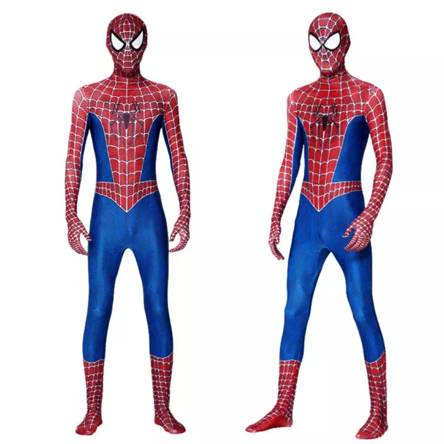 Adult Men Kids Raimi Spiderman Costume Boys Halloween Book Week Cosplay Jumpsuit