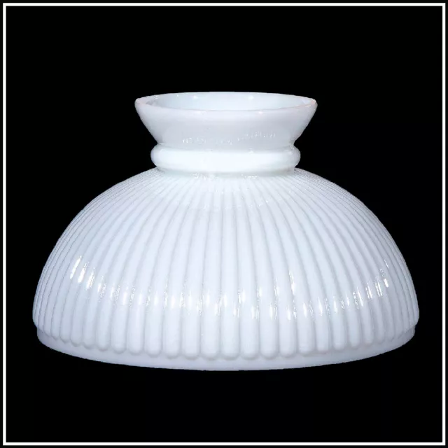 10 inch OPAL GLASS RIBBED SHADE fits ALADDIN LAMPS, RAYO, B&H, P&A & MORE