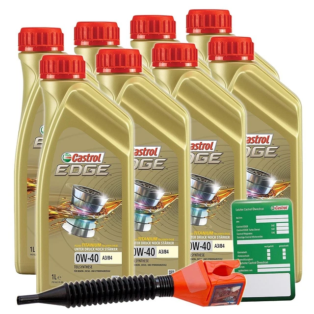 8 LITROS CASTROL Edge Fluido Titanio 0W-40 A3/B4 Acea A3/B3, A3/B4 EUR ...