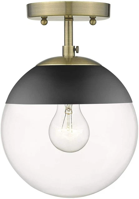 Golden Lighting 3219-SF AB-BLK Dixon Semi-Flush - Damp, Aged Brass