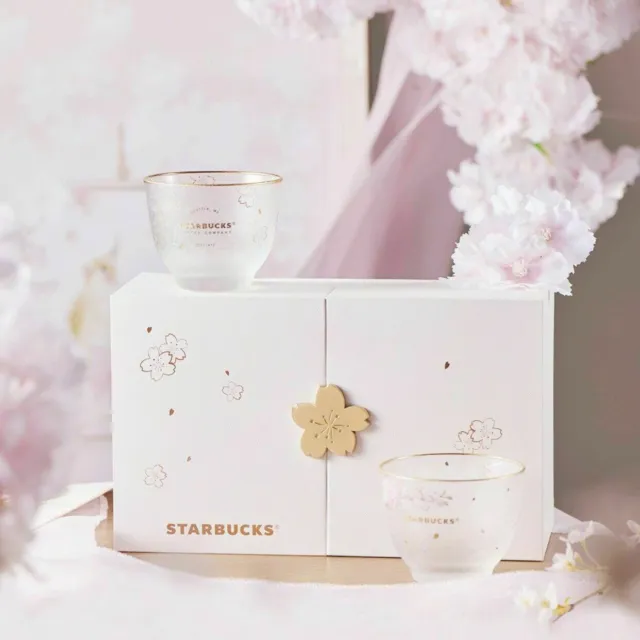2022 New Starbucks Couple Cups Spring Sakura Blossom Glass Cup Set With Gift Box