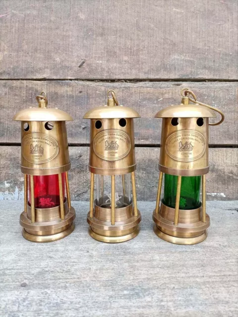 Paire de 3 lampes de mineur en laiton nautique 6 pouces Lampe artisanale au...