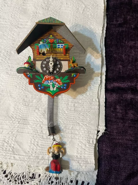 Vtg SMALL CUCKOO CLOCK w MOVEMENT K.KELLER HUFINGEN FOR REPAIR GERMANY PARTS