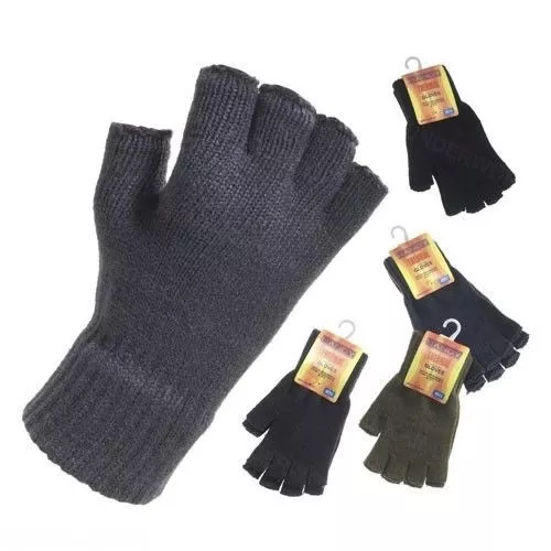 Thermal FINGERLESS GLOVES Unisex Mens Women Knitted Warm Winter Half Finger UK