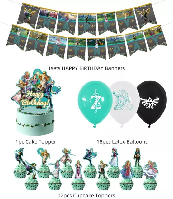 THE ZELDA BIRTHDAY Party Decorations,Cake Topper,Cupcake Toppers,Balloons  $25.99 - PicClick
