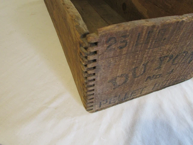 Antique DUPONT No. 4 Black Pellet Powder Wood Box Crate Explosives Dynamite 8