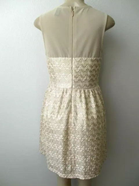 Forever 21 Beige & Metallic Gold Floral Lace-Up Sleeveless Dress Size L - New 3