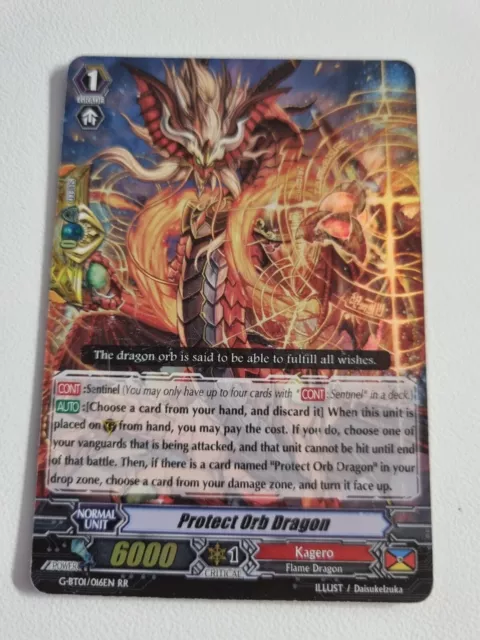 Bushiroad Cardfight Vanguard Protect Orb Dragon G-BT01/016EN RR