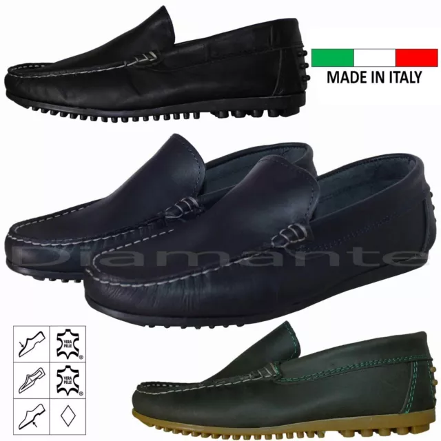 Mocassino Uomo Scarpe in Vera Pelle Made In Italy classiche Nuovo 7080V