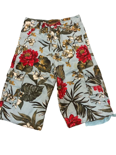 Evolution Hawaiian Print Cargo Shorts Sz 8 Kids