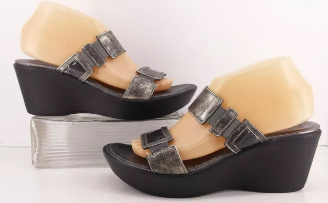 Naot Pewter, Grey Wedge Heel, Platform Slide On Sandals.  Size 40