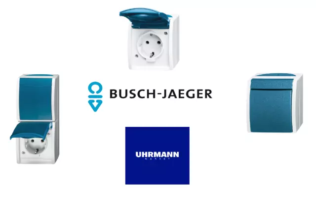 Busch Jäger Ocean Aufputz Feuchtraum IP44 Schalter, Steckdosen, etc. wählbar