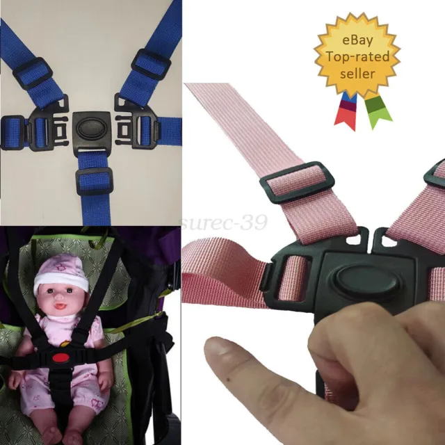 Safe Belt 5 Point Safety Stroller High Car Strap Baby Kids Harness Chair Pram