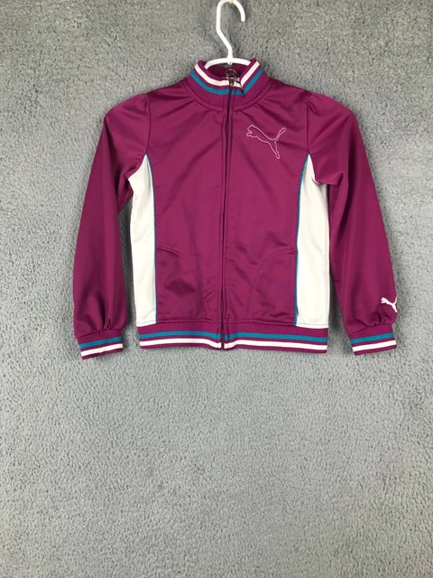 Puma Girls Activewear Full Zip Long Sleeve Mock Neck Multicolor Jacket Size 6x