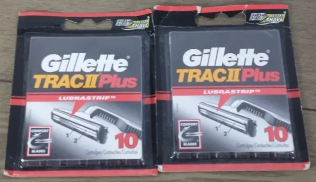 PAQUETE DE 2 cartuchos de afeitadora de recarga Gillette Trac II Plus - 10 cartuchos por paquete