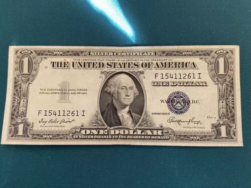 Series 1935 E Blue Seal. One Dollar Silver Certificate Note. Rare