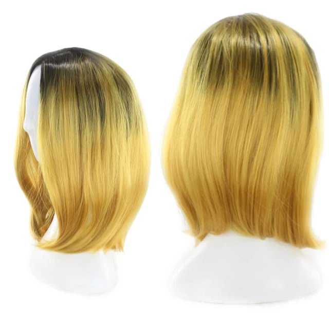 Parrucca Bob Bangs Parrucche Frontale Pizzo Capelli Umani Donna Halloween Cosplay