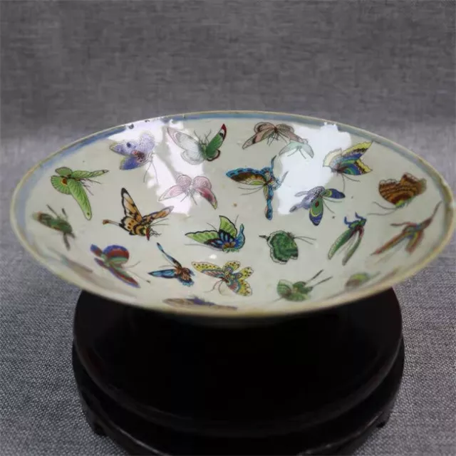 6.9in China Famille Rose Porcelain Hand Painted Butterfly Design Big Bowl Z89359