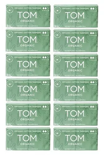 12 x TOM Organic Tampons Regular 16 Tampons