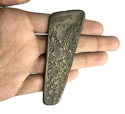 Old Collectible Beautiful Floral Design Scabbard Chape Bronze Stamp Dye G46-833
