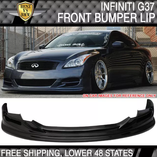 Fits 08-10 Infiniti G37 Coupe TS Style Front Bumper Lip Painted Black Obsidian