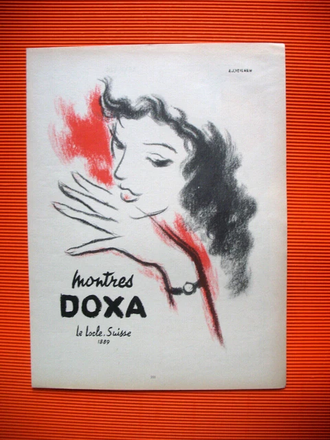 Publicite De Presse Doxa Montre Le Locle Suisse Illustration Veilhan Ad 1951