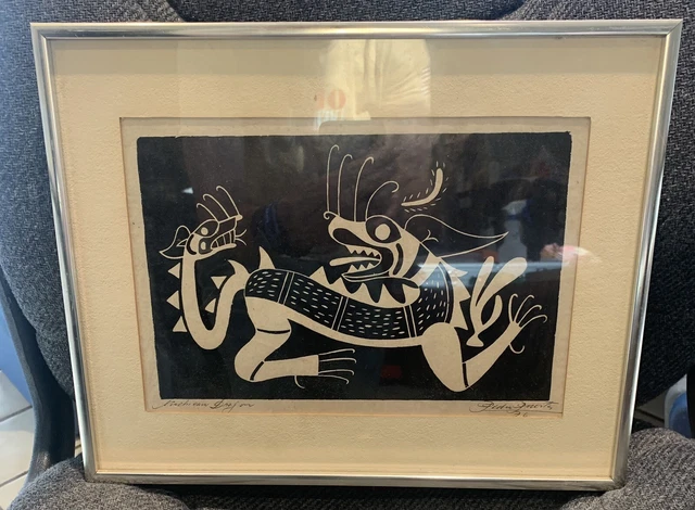 Vintage Pedro Puerta Mochica Indian Dragon Print
