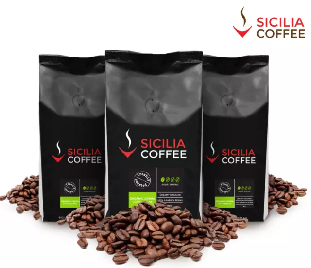 FRESH COFFEE 3kg ORGANIC CREMA Coffee Beans, Smooth, 100% Arabica