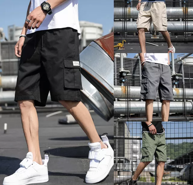 Men Casual Fashion Chino Cargo Shorts Pants Multi Pockets Summer Beach Trousers