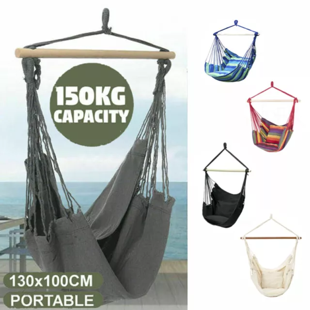 Portable Hanging Hammock Chair Swing Garden Outdoor Camping Soft Cushions Pillow