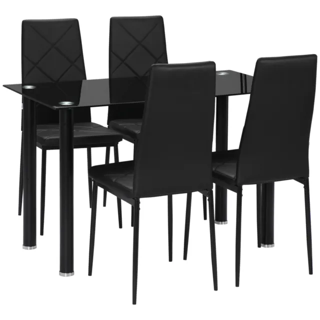 HOMCOM Dining Table Set for 4, Modern Kitchen Table and Chairs with Padded Seat