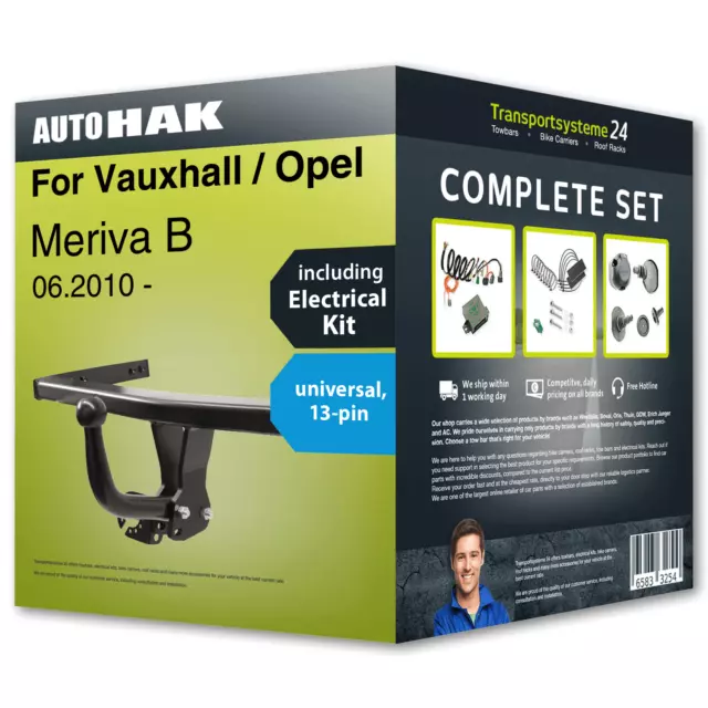 Towbar fixed for VAUXHALL / OPEL Meriva B 10- + 13pin universal electrical-kit