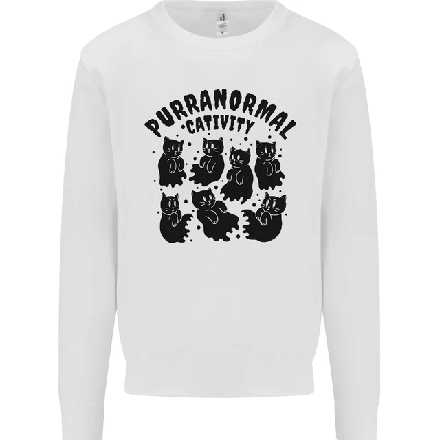 Purranormal Cativity Funny Cat Halloween Kids Sweatshirt Jumper