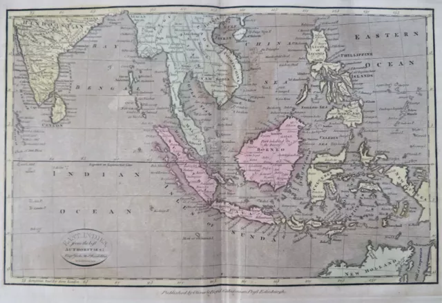 Indonesia Malaysia Java Sumatra Borneo Philippines c 1801 Oliver & Boyd rare map