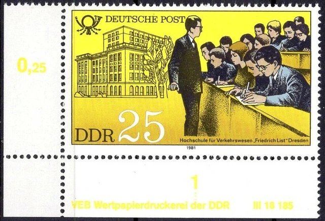 DDR 1981 Mi.Nr. 2587 ** postfrisch Eckrand mit DV Druckvermerk