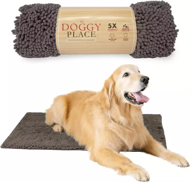 Microfiber Dog Mat for Muddy Paws, 36" X 26" Ash - Absorbent and Quick-Drying Do