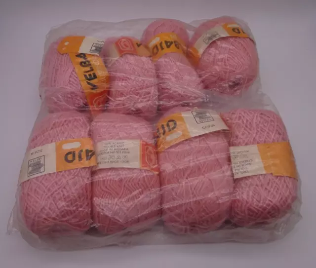 8 x 50g DK Acrylic Yarn Pink Vintage Bulgarian Velbajd Kjustendil #17