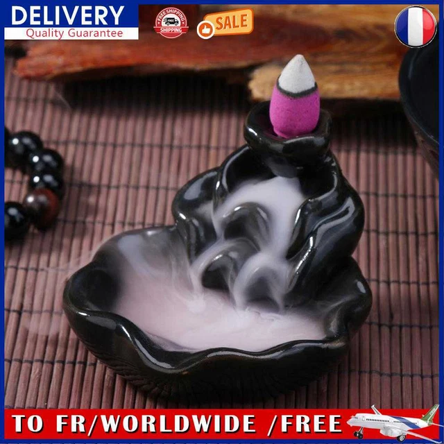 Lotus Ceramic Censer Smog Backflow Office Home Decor (Incense Burner-C)