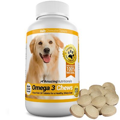 Amazing Omega 3 for Dogs - Shiny Coat, Less Itching, Tasty Bacon Flavored Chews