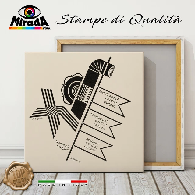 Tableau Canvas Vintage Quadro - F. Depero 'La Casa Del Mago' - Qualité Supérieure, Couleur Bleue