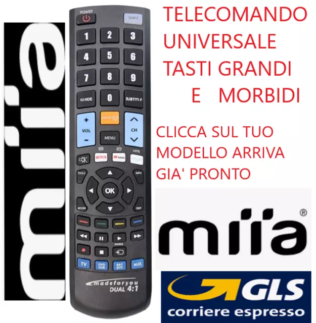 TELECOMANDO UNIVERSALE Tv Miia; Clicca Sul Tuo Modello Arriva Gia' Pronto  EUR 11,90 - PicClick IT