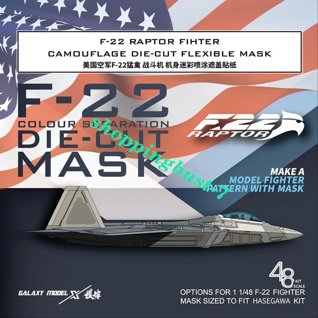 Galaxy D48042 F-22 RAPTOR FIGHTER CAMOUFLAGE DIE-CUT FLEXIBLE MASK